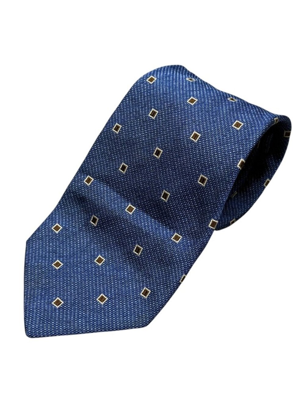 Altea Milano Tie 100% Silk Made in Italy Box Pattern Textured Weave Blue 4"